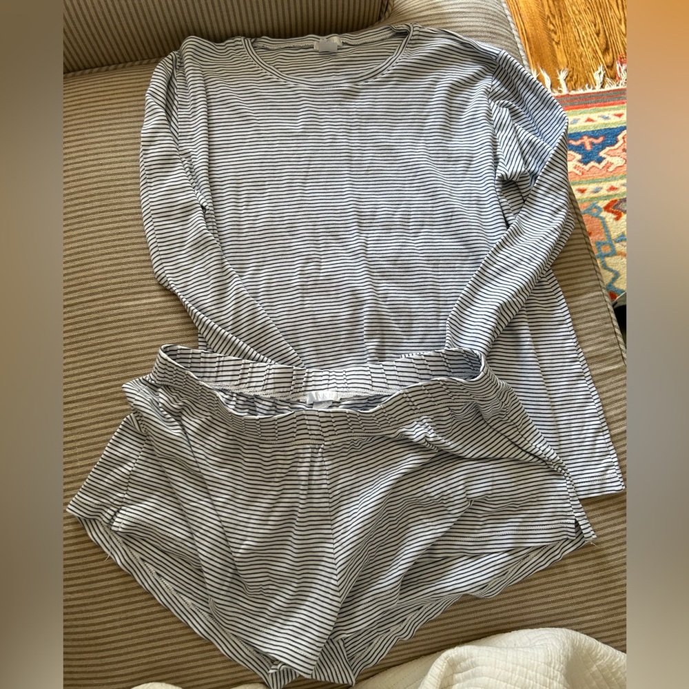 LAKE Pima Crew Long-Short Pajama Set